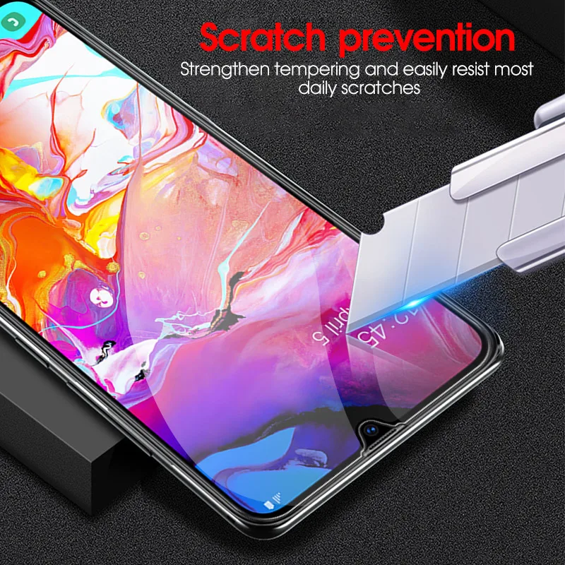 2 в 1 Защитное стекло для Samsung Galaxy A50 A30 A70 защита экрана камеры защитный объектив