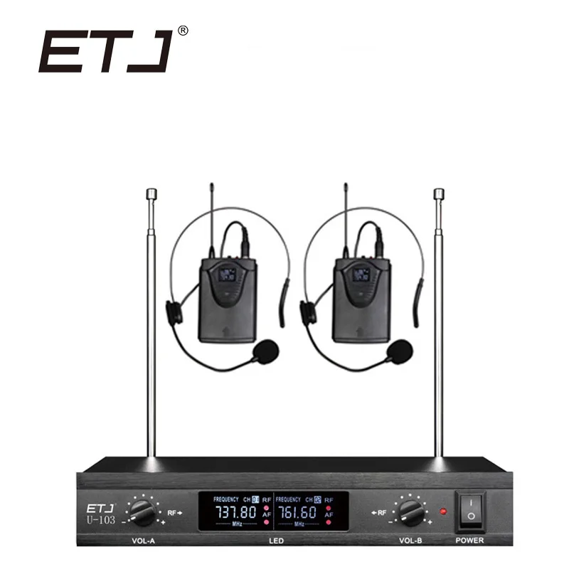 ETJ бренд двойной беспроводной микрофон изменяемый ручной поясной беспроводной микрофон U-103