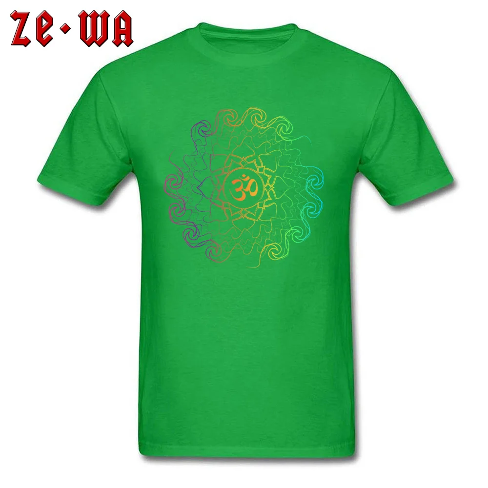 Casual Short Sleeve T Shirt Summer/Fall 2018 New Fashion O Neck All Cotton Tees Men T-shirts Colored yoga energy mandala art Colored yoga energy mandala art green
