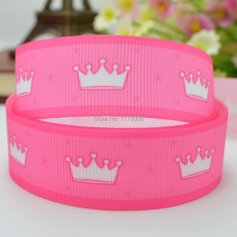 DUWES 7/8 &quot22 мм розовая корона для принцессы с принтом grosgrain ribbon hai rbow DIY Ручная