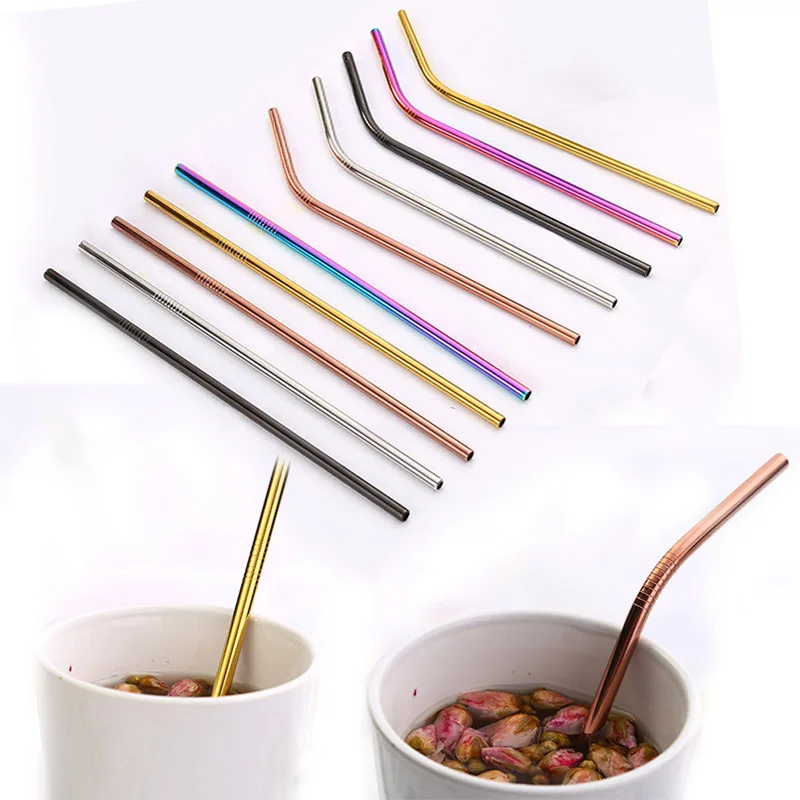

Colorful Stainless Steel Tea food grade Kitchen Supplies 1PC Straight and Bent Coffee Tools Drinking Straws Reusable