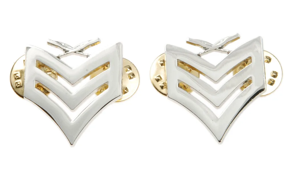 PAIR OF US USMC MARINE CORPS SERGEANT INSIGNIA RANK METAL BADGE PIN SILVER | Спорт и развлечения