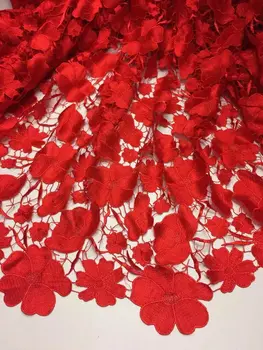 

high quality J-111316 red water soluble lace fabric (5yards/lot) African guipure cord lace for nigerian dress