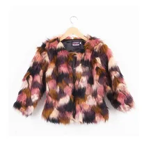 GOPLUS 2016 Winter Warm Women’s Faux Fox Fur Coat Mixed Color Stand Collar Natural Fox Fur Coat Jacket Full Sleeve Outwear C0864