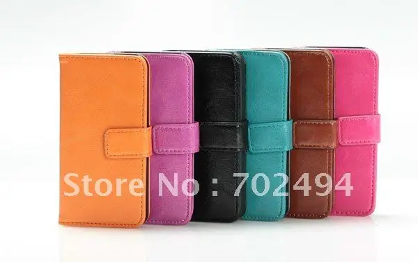 Crazy Horse pattern leather design wallet case for apple iphone5 5G with 2 card |
