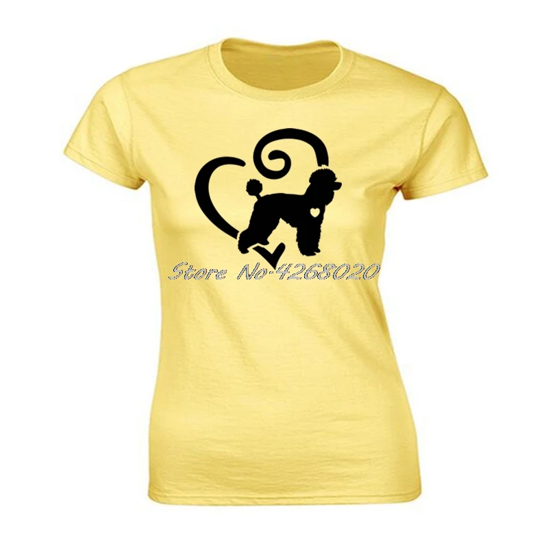 

Poodle Animal Pet Love Heart T-shirt Summer Women Cotton Short Sleeve T Shirt Fashion Girl Casual Shirt Hip Hop Tees Tops