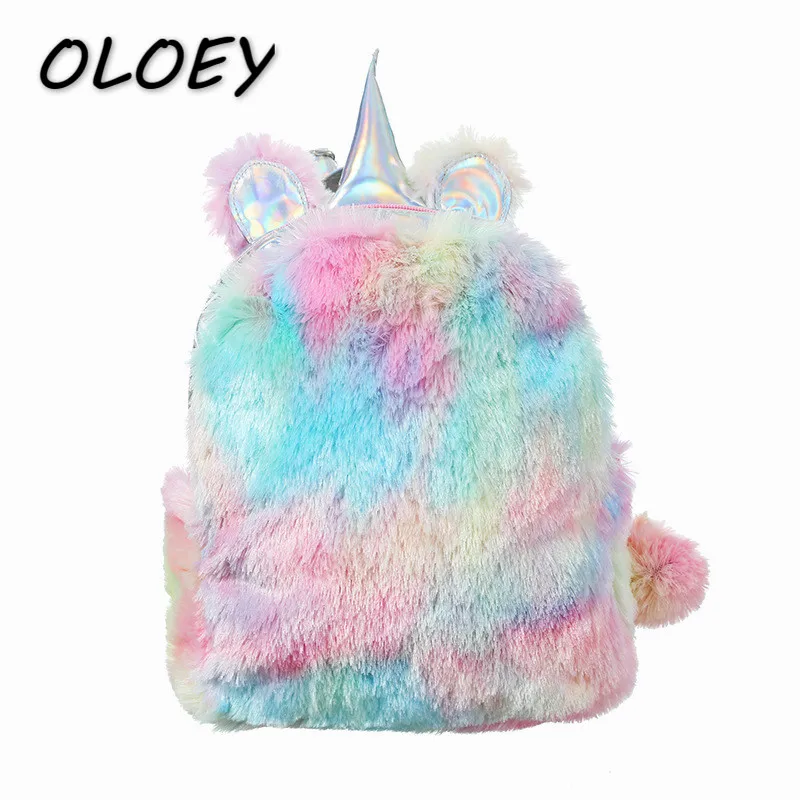 

Kids Unicorn Plush Backpacks Young Girls Cute Cartoon Doll Bags Children Book Schoolbags Mini Autuam Winter Bags#