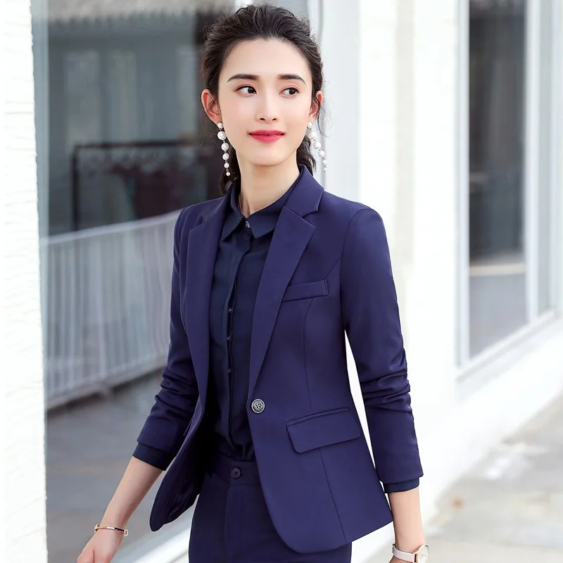 Fashion Navy Blue Uniform Designs Blazers and Jackets Coat For Women