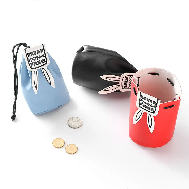 

Fashion Rabbit Drawstring Coin Bag Women Kawaii Bunny Key Wallet Mini Pocket Girls Change Purse PU Leather Coin Purse Small Bag