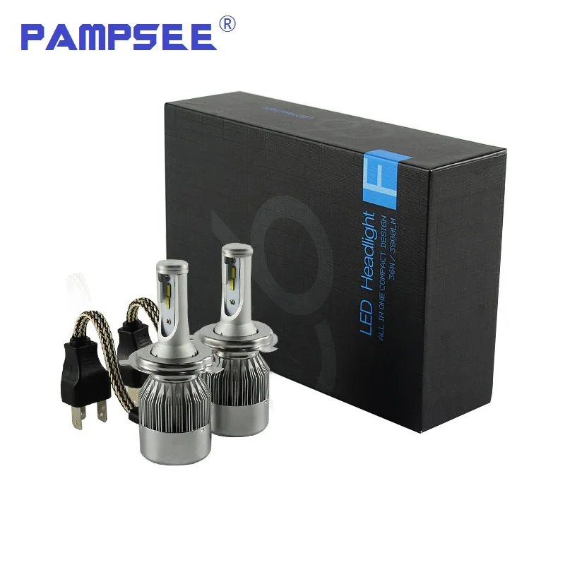 

PAMPSEE C6F H4 Автомобильные светодиодные фары высокой мощности Авто H1 H3 H11 H7 H13 9007 Высокая Низкая 72 Вт 7600LM белый 6000 К лампа Repalcement налобный фонарь