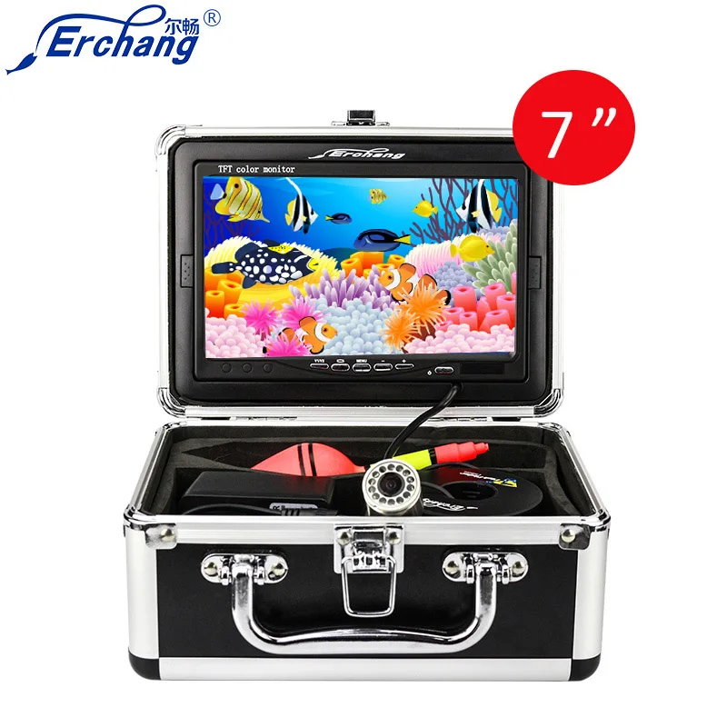

Erchang Fish Finder HD 1000TVL Underwater Ice Fishing Camera Video 7" LCD 12pcs IR LED 130 Degrees Angle Sunvisor Fishfinder