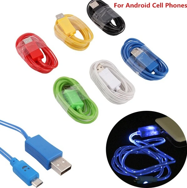 

New Micro Light Up LED USB Data Sync Charger Cable For Cell Phones Chargering Cable For Android IOS Phone Accessories
