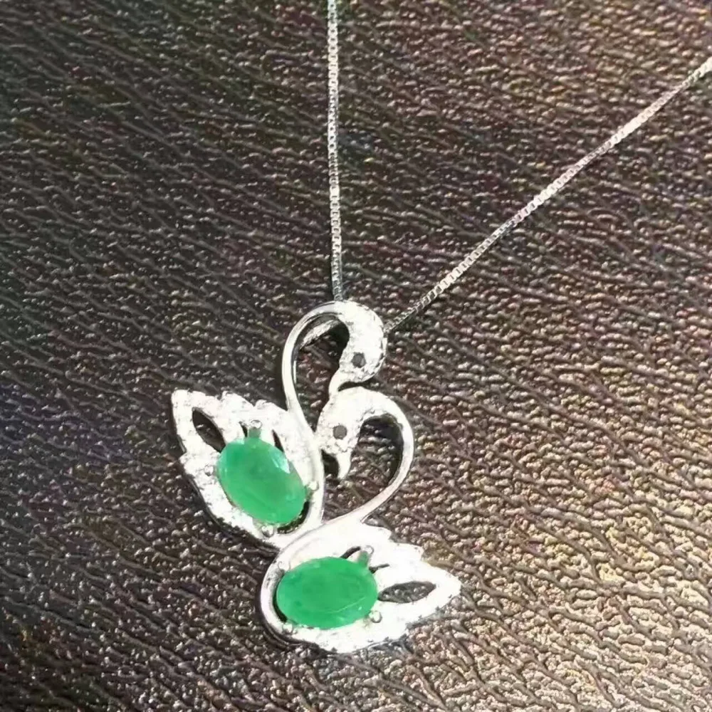 Naturel vert émeraude pendentif naturel pierre gemme pendentif 925 en argent sterling mode élégant