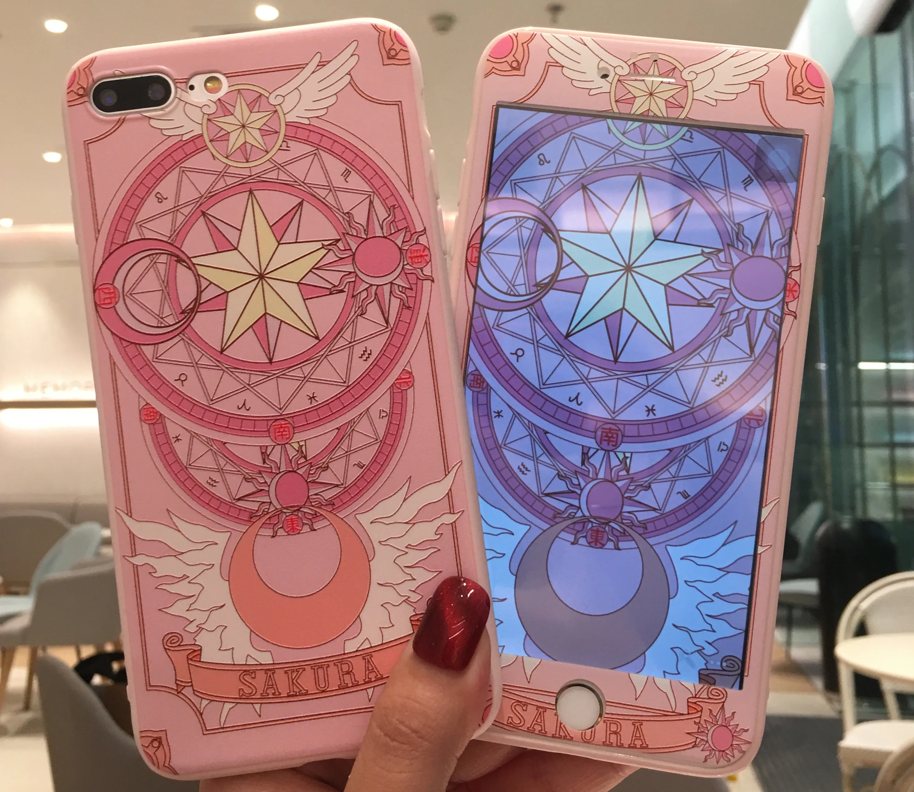 

Cardcaptor Sakura Flowers Pattern For iPhone 6 6S 7 8 Plus Screen Protector Tempered Glass Film+TPU Phone Cases