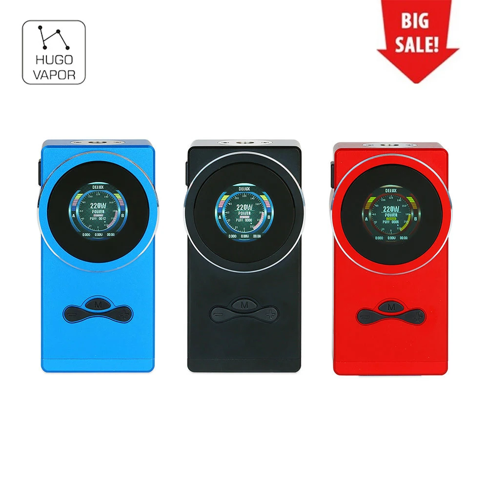 

Original Hugo Vapor Delux 220W TC Box MOD Dual 18650 MOD with 220W Power & 1.33 Inch Full Color IPS Screen E-cig Mod No Battery