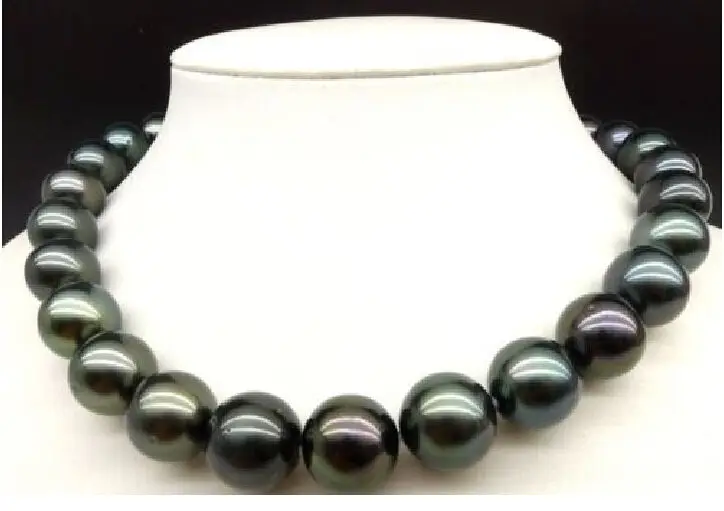

SINGLE STRANDS AAA 12-13MM SOUTH SEA GENUINE BLACK PEARL NECKLACE 14K 18 inch r (9.13)