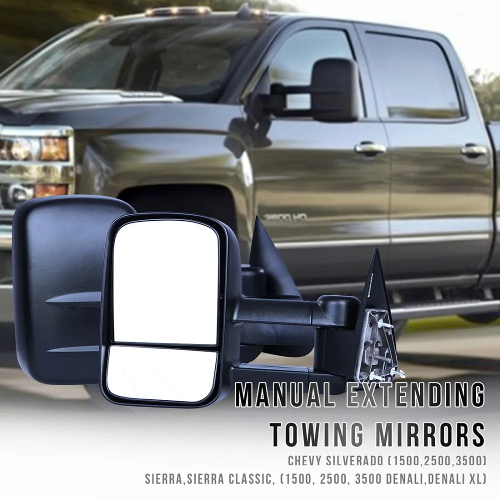 1set Black Manual Side Towing Mirrors for 99 06 Chevy Silverado GMC Sierrain Mirror & Covers
