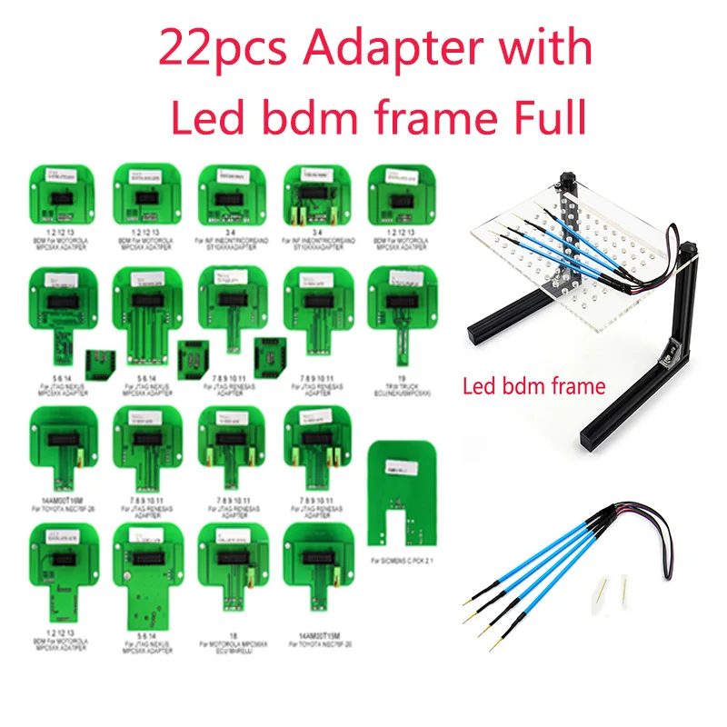 

22pcs LED BDM KTAG KESS KTM Dimsport Probe Full Set ECU RAMP Adapter Steel LED BDM Frame ECU RAMP Adapters Free Shipping