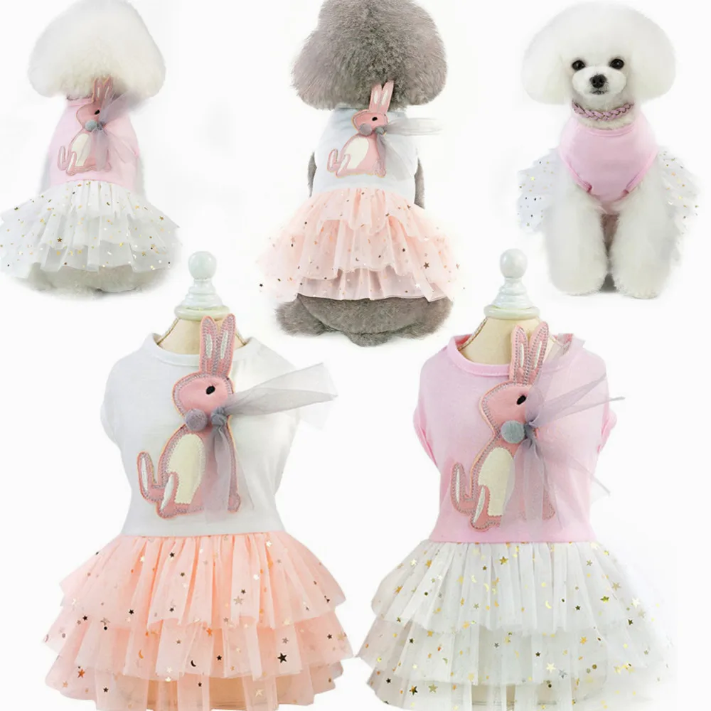 Кролик Стиль маленькое платье в стиле принцессы для собаки собачье свадебное платье для собак мультфильм кролик летняя одежда для собак пачка для собак юбки