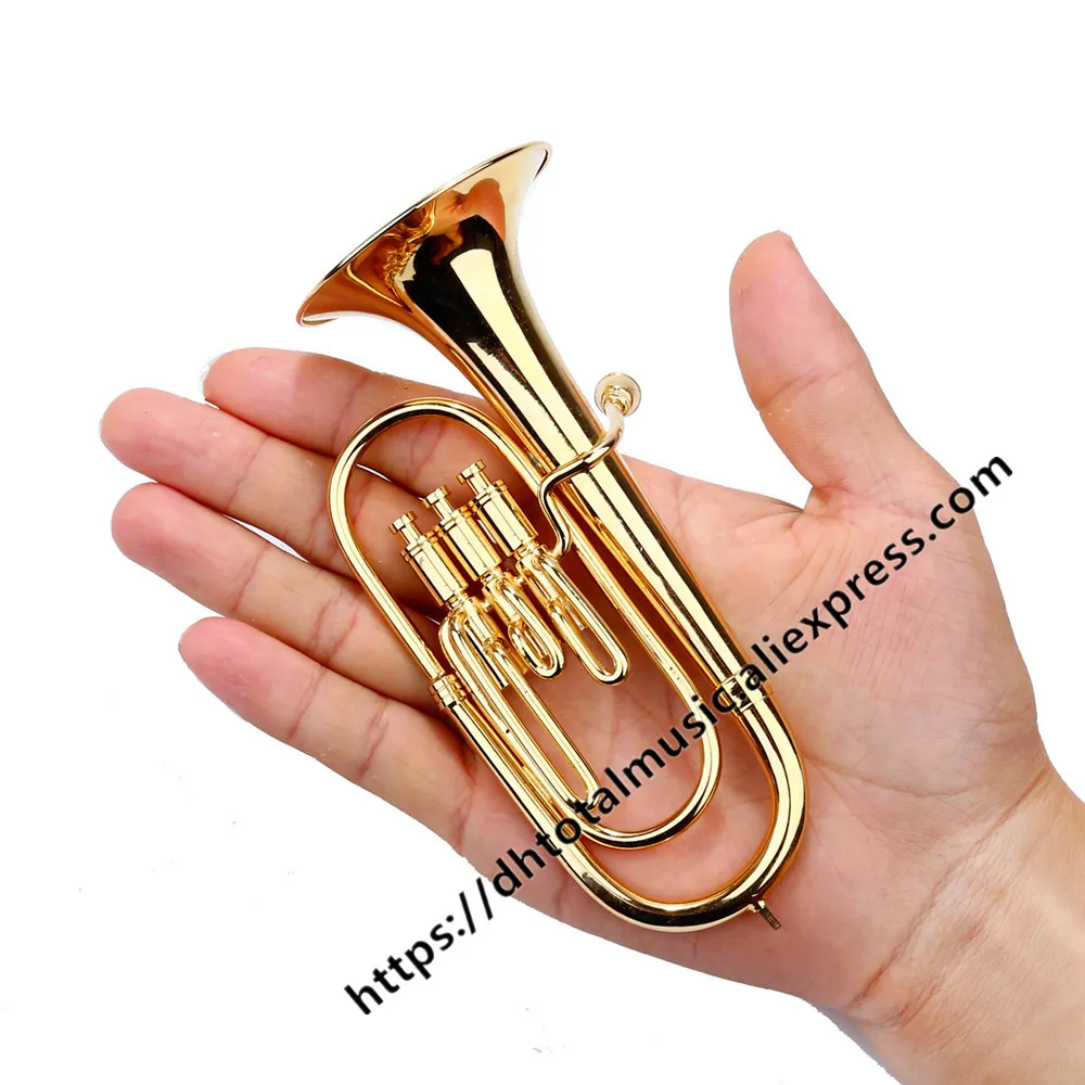 

Dh Miniature Baritone Horn Model Mini Musical Instrument Dollhouse Accessories Mini Tuba Home decoration Ornament Christmas Gift