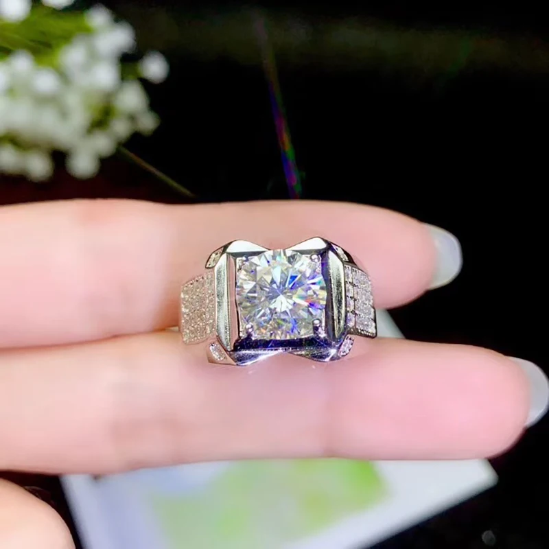 BOEYCJR 925 серебро 0.5ct/1ct/2ct/3ct F цвет Moissanite VVS обручальное свадебное кольцо с бриллиантом для мужчин с национальным сертификатом