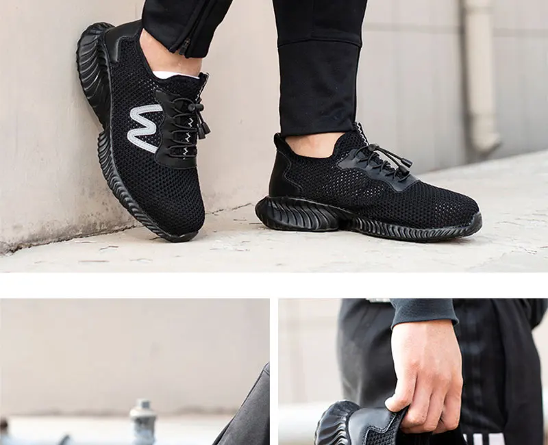 Безопасные мужские легкие кроссовки Сталь носком; безопасные рабочие ботинки; Рабочая обувь Для мужчин s летние дышащие одинарный, сетчатый сандалии кроссовки; большие размеры 36-45
