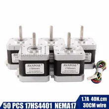 50pcs 4-lead Nema17 Stepper Motor 42 motor Nema 17 motor 42BYGH 1.7A (17HS4401) motor for CNC XYZ