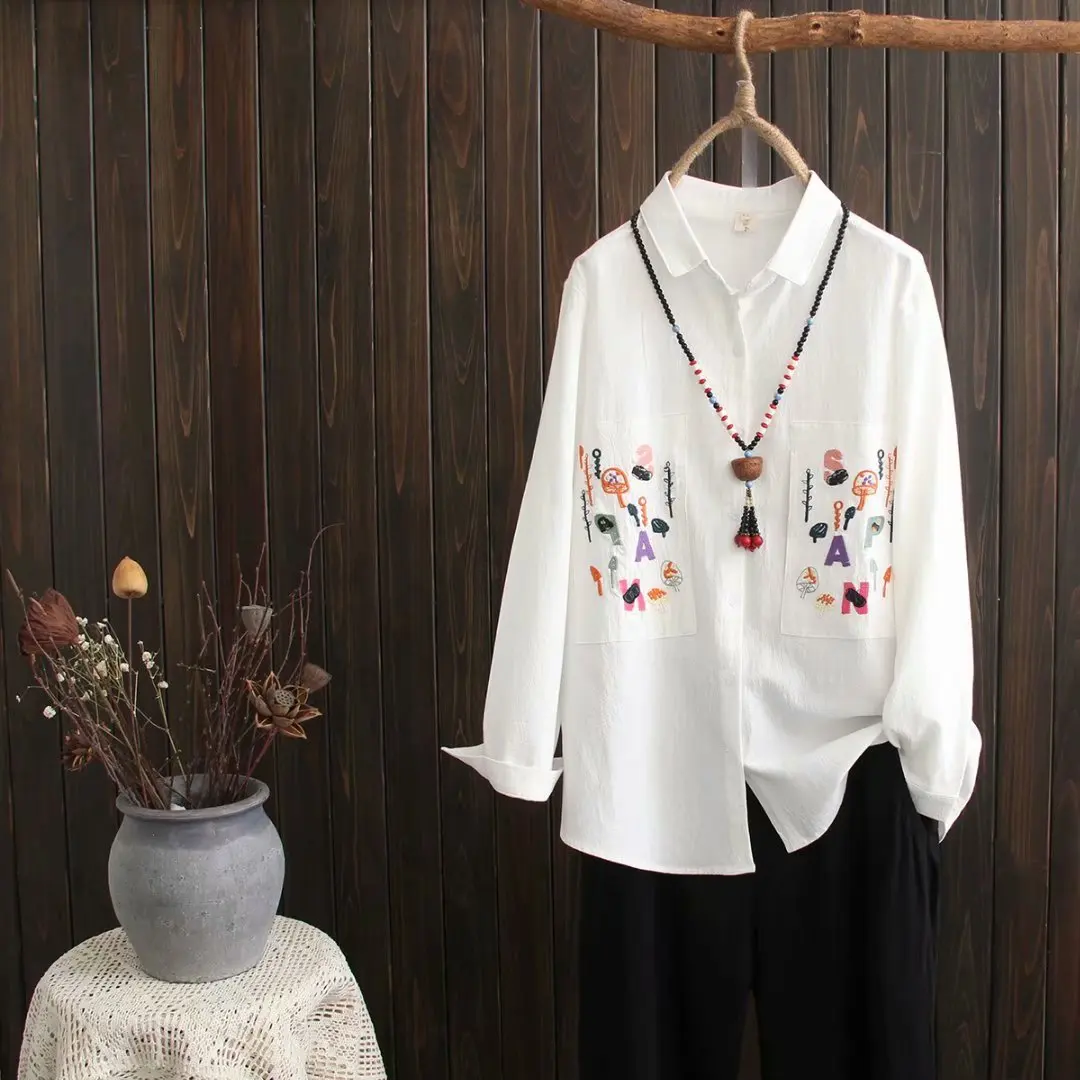 

2019 Plus Size Casual Blouses Spring Women Clothing Fashion Loose Long Sleeve Shirts J8-C-905