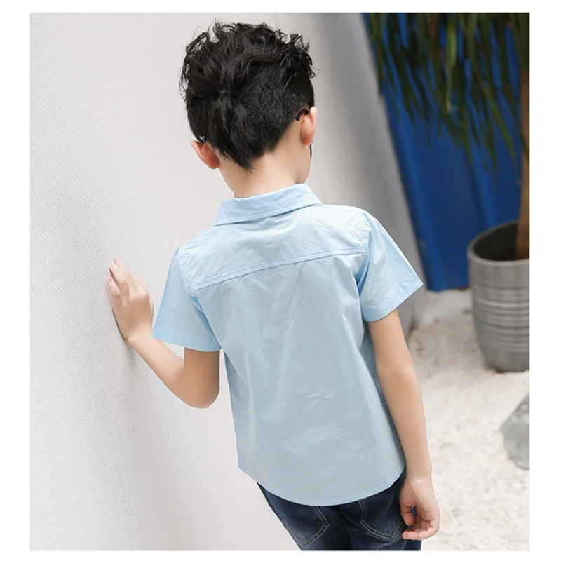 Baby boy Children's Short sleeve shirt cotton tops clothes summer A printed lapel shirt South Korean style leisure kids T-shirt clothing (14)