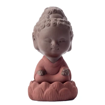 

New Small Monk Figurine Buddha Statues Mandala Tea Pet Ceramics Crafts Ornaments Desktop Home Decoration Gift Tea Tool K012