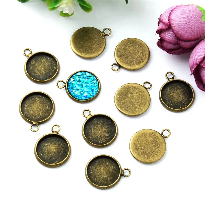 Cabochon Silver 20pc 10mm Round Cabochon Bezels Jewelry