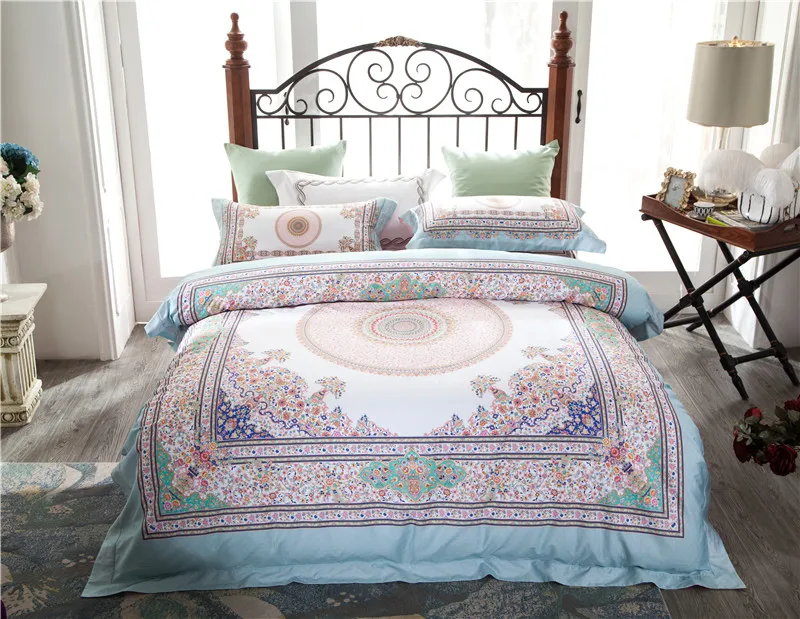2018 Egyptian cotton Bedding Set plants Print Bedclothes 4pcs Duvet