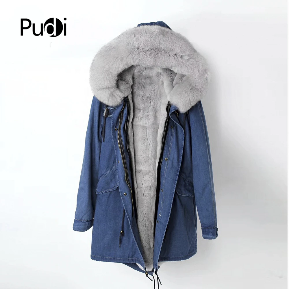 PUDI PK901 женская зимняя теплая хлопковая парка, пальто с натуральным мехом Рекса внутри, пальто с воротником, Дамское модное пальто, куртка, пальто