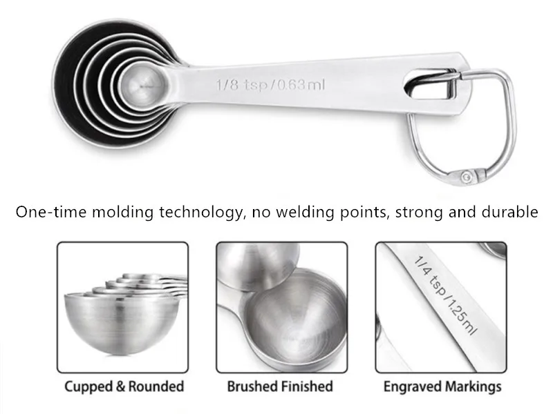 6 шт./компл. из нержавеющей стали мерные ложки приправа Кофе Чай мерные ложки со шкалой ложка для выпечки кухня гаджет для бара