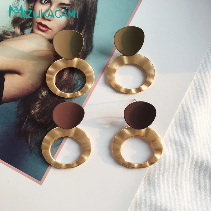 

Earrings for Women Round Acrylic Zinc Alloy Metal Gold Korean Earrings Dangle Earrings Indian Jewelry 2019