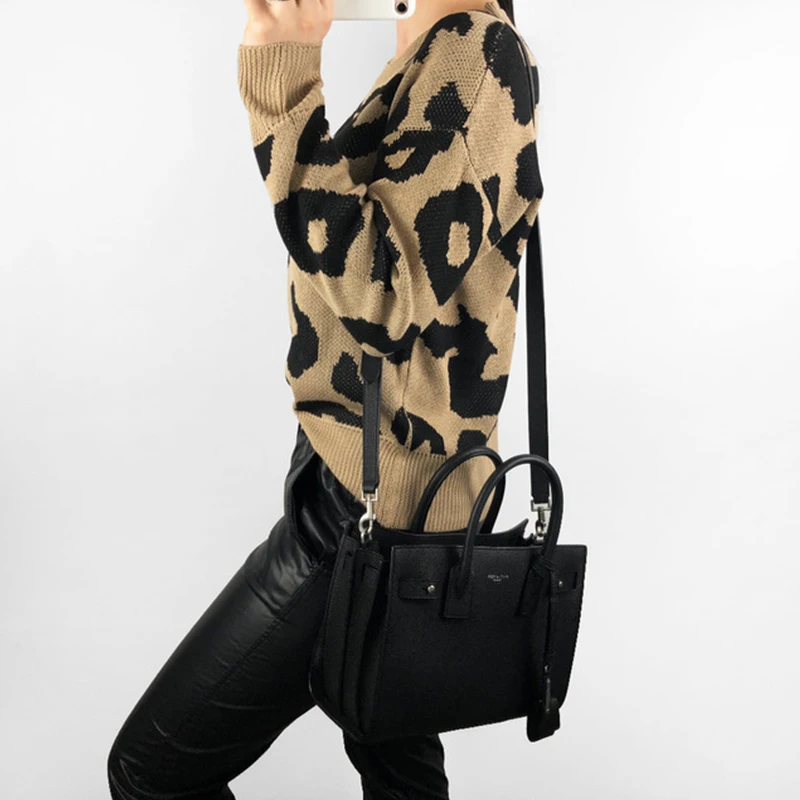 

Women Hot Leopard Warm Sweaters Autumn Winter O-Neck Pullover Casual Sweaters Trendy Loose Sweater