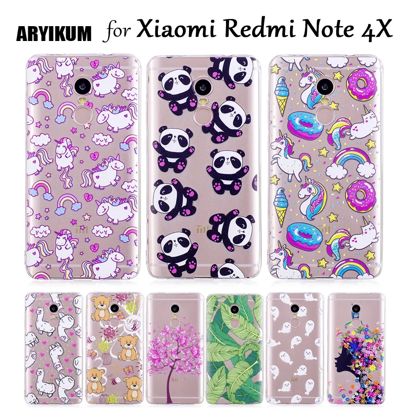 ARYIKUM Cute Unicorn Case For Xiaomi Redmi Note 4X Note4X 3gb 32gb Silicon Flower Cat Cover Xiami Xaomi Xiomi 4 X |