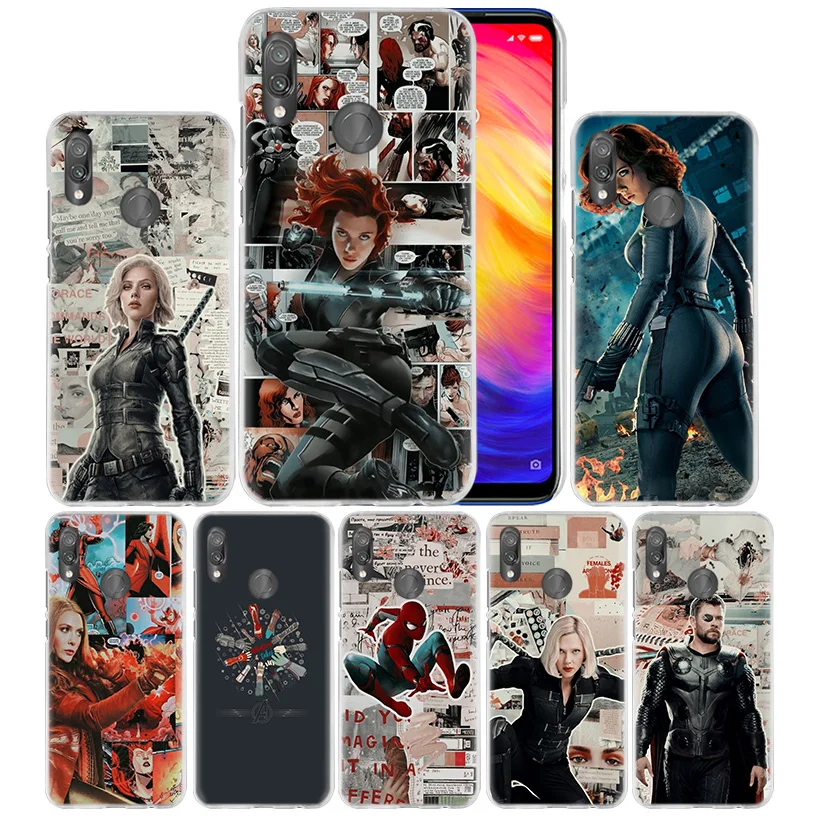 

Black Widow Avengers Case for Xiaomi Redmi Note 7 K20 6 6A Pro Y3 7S 7A GO S2 5 MI Play 9T A1 A2 8 lite Poco F1 Hard Phone Cover