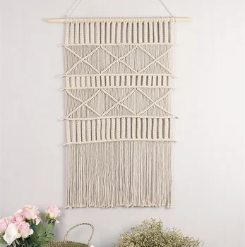 

60 Cm X 105 Cm Macrame Wall Art Handmade Cotton Wall Hanging Tapestry with Bohemia Home Wedding Garden Party Decoration