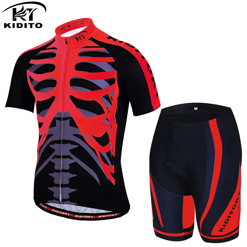 KIDITOKT, забавный комплект из Джерси для велоспорта, летняя одежда для велоспорта, костюм с черепом, одежда для горного велосипеда, одежда для гонок, велосипедная одежда, костюм - Цвет: Normal Cycling Set 5