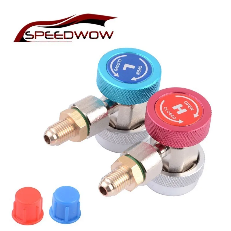 SPEEDWOW 1 Pair R134A AC Air Condition Quick Connector Red Blue Adjustable Refrigerant Freon Manifold Gauge Car Part | Автомобили и