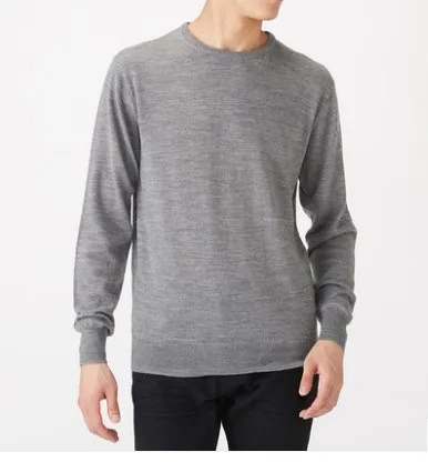 

2019 Fall Winter Men's Merino Wool Crew Neck Swearter Men 100% Merino Wool Pullover Sweater Thermal Sweater USA Size M-L