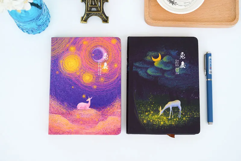 Korean-Diary-Hard-Copybook-Notebook-86Sheets-Look-For-Deer-Creative-Notepad-Hardcover-Notebook-School-Supplies07