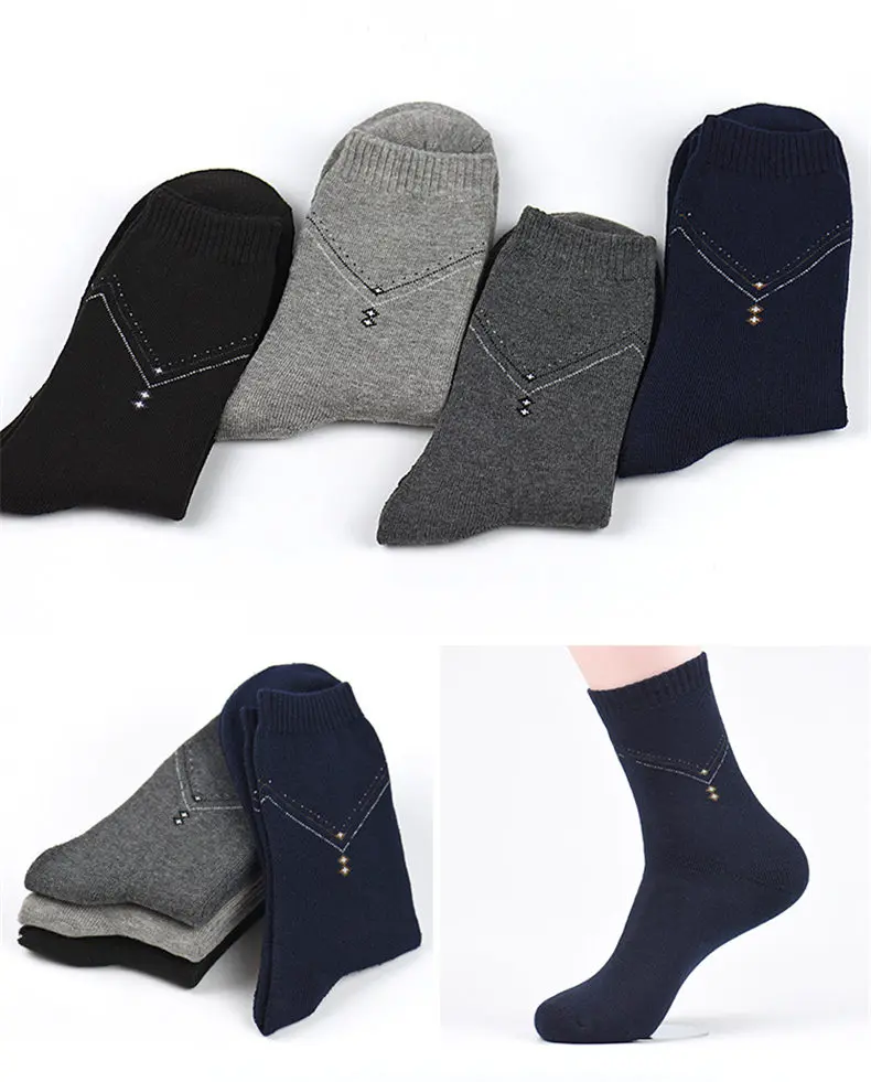 4pairs lot Eur39-44 Socks Men 2018 Winter Thicken Warm Terry socks Male Classic Business Casual Thermal Cotton Spring Crew Socks04