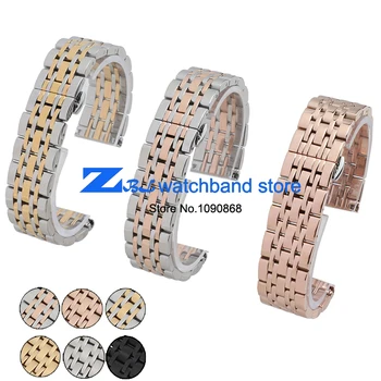 

Solid Stainless Steel Watchband butterfly clasp Metal Wristwatches Band rose gold silver watch belt 14mm 20mm 22mm AR0389