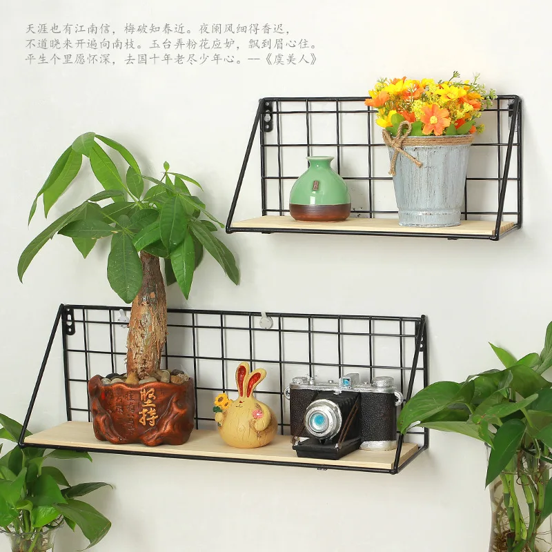

Nordic Wooden Iron Rack, Wall Hanging Flower Pots Storage Shelf, Book Holders, Home Decoration Organizer, Living Room Kitchen