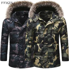 FFXZSJ Parkas Hombre Мужская модная Высококачественная камуфляжная зимняя мужская куртка для отдыха стеганая куртка теплые зимние куртки мужские
