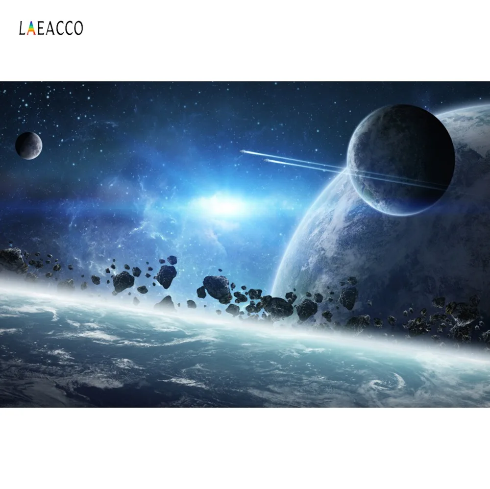 Laeacco Phones для фотостудии детский портретный фон фотосъемки космивечерние планета