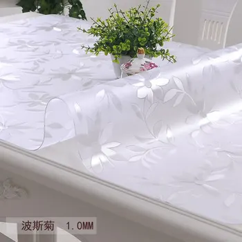 

Flower pattern PVC Waterproof Tablecloth Transparent Tablecloth with pattern Kitchen Table Cover Oil Cloth Soft Glass Tablecloth