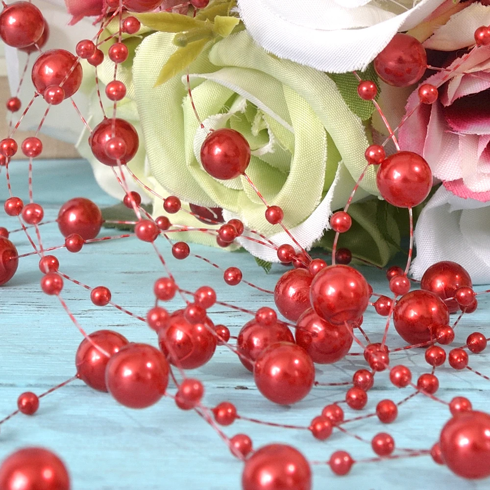 Fashion Multicolor 5 Meters Beige Fishing Line Pearls Beads Chain Garland Flowers Wedding Party Decoration Bead Chain Hair Decor (10)